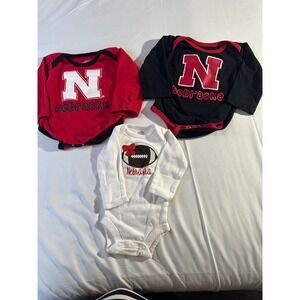 Nebraska Cornhuskers Baby Onesie Outfit Set Infant 0 3M Red Black Football